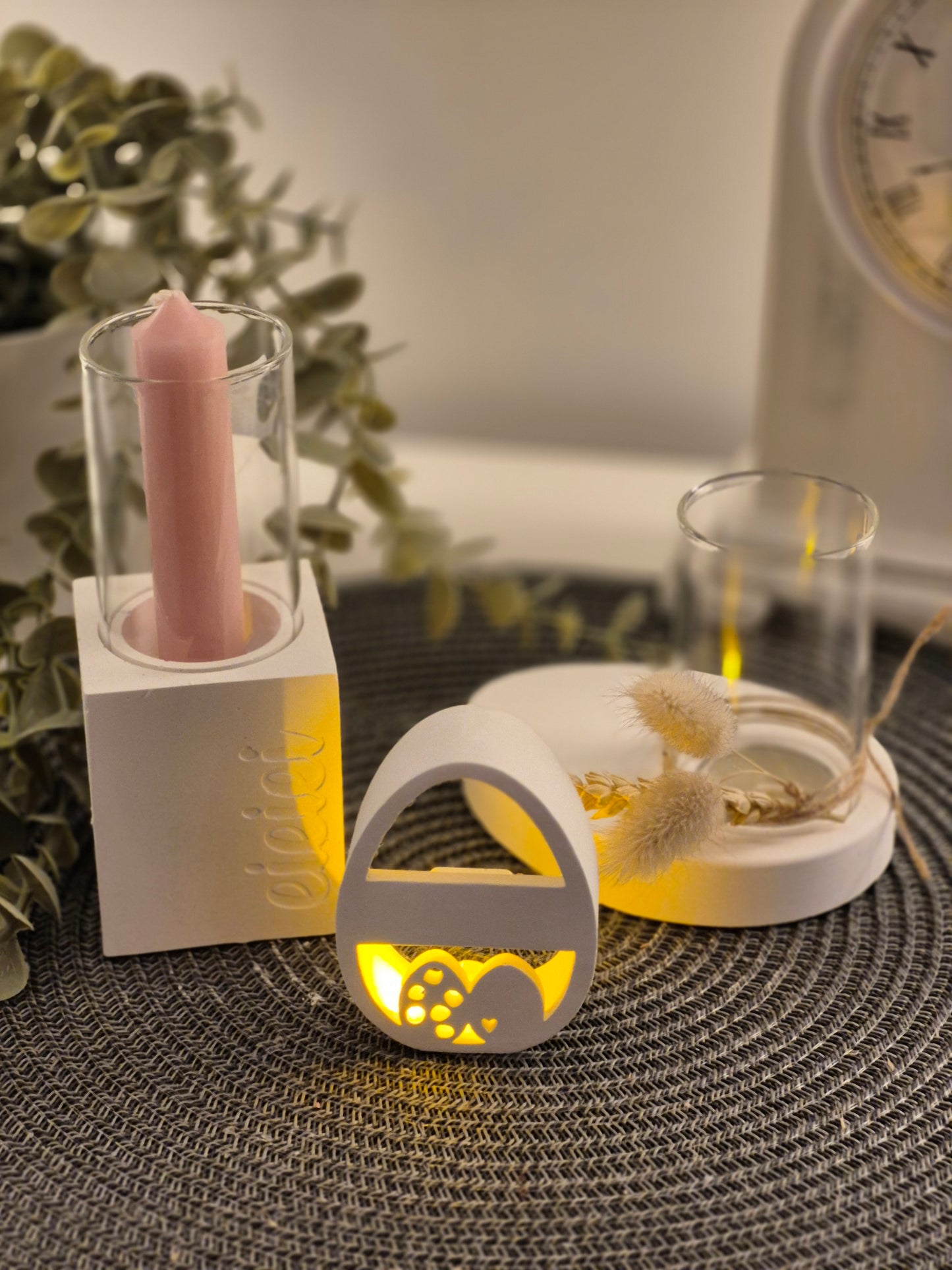 Kerzenhalter eieiei eckig für Windlichtglas, Stabkerze oder Teelicht