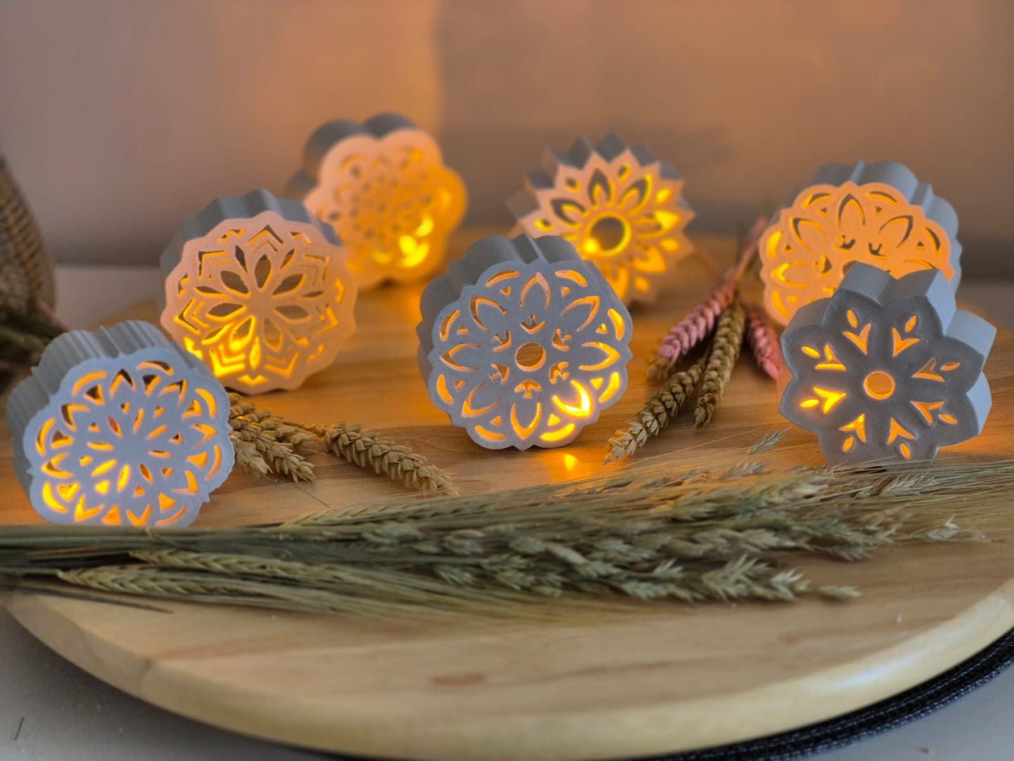 Silikonform Herbstblumen im Mandaladesign für Ballonlicht