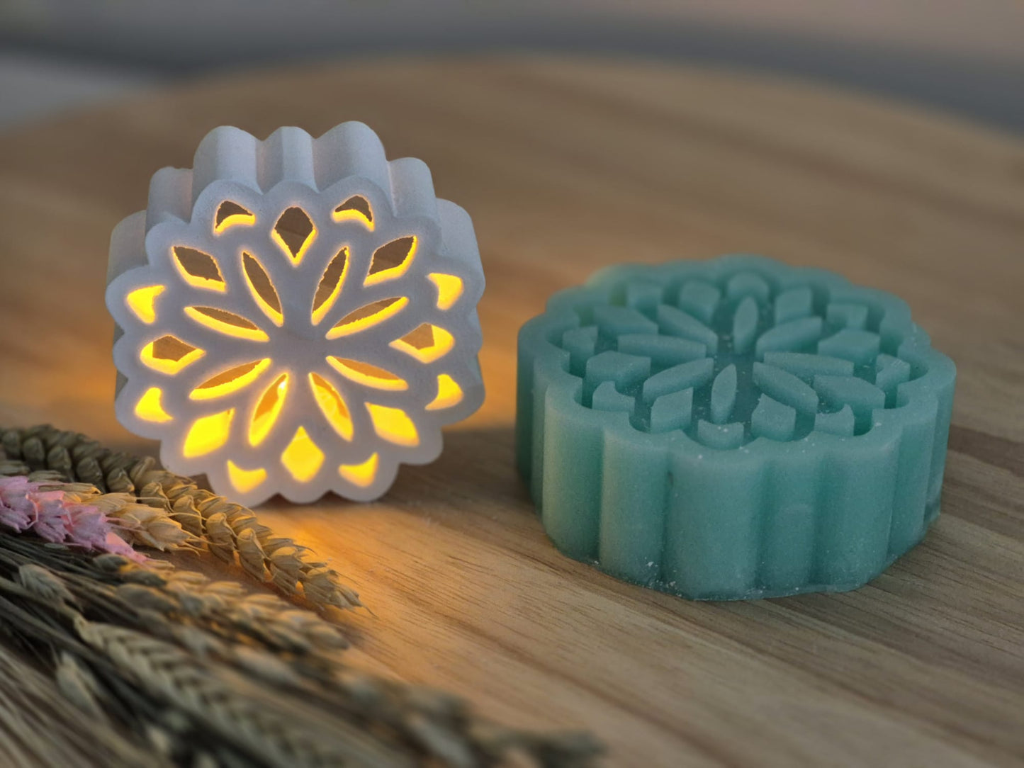 Silikonform Herbstblumen im Mandaladesign für Ballonlicht