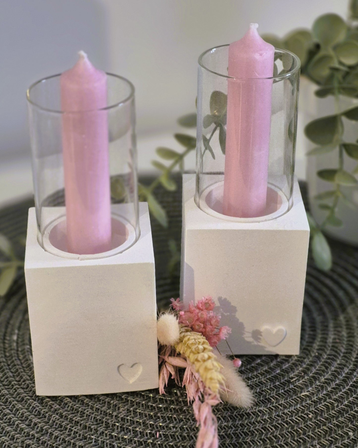 Kerzenhalter eckig für Windlichtglas