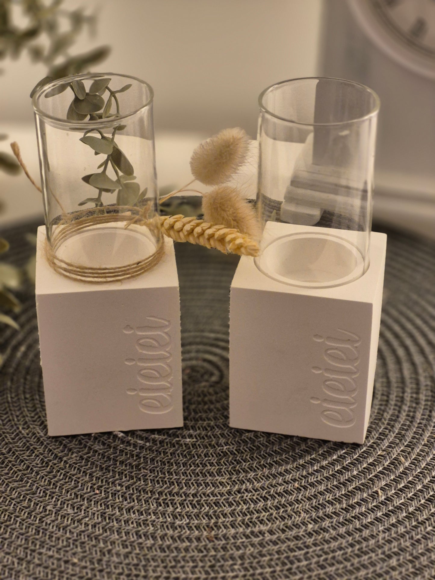 Kerzenhalter eieiei eckig für Windlichtglas, Stabkerze oder Teelicht