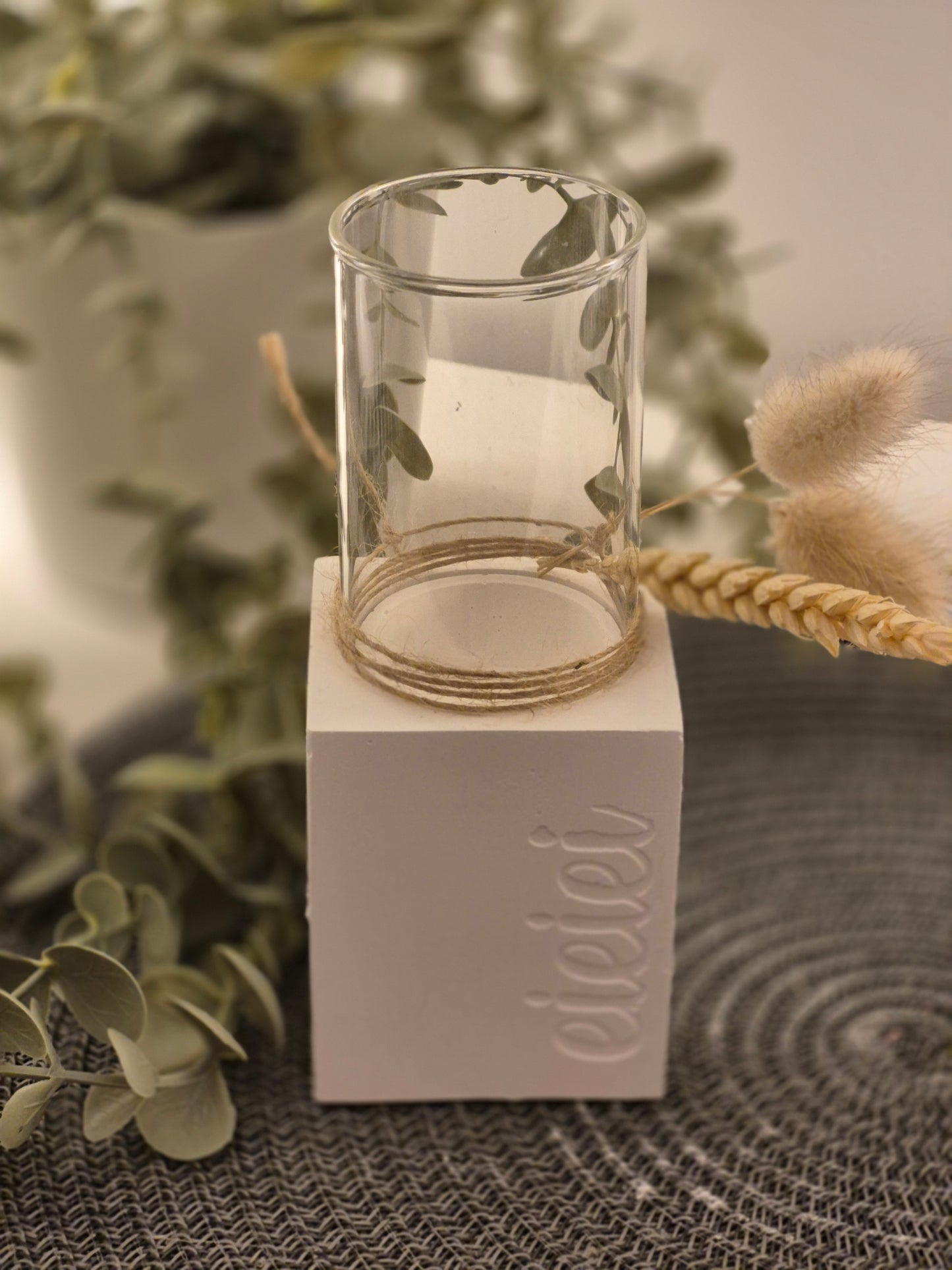 Kerzenhalter eieiei eckig für Windlichtglas, Stabkerze oder Teelicht