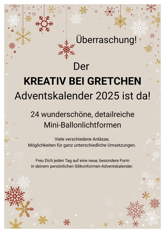 Adventskalender mit 24 Mini Ballonlicht Silikonformen