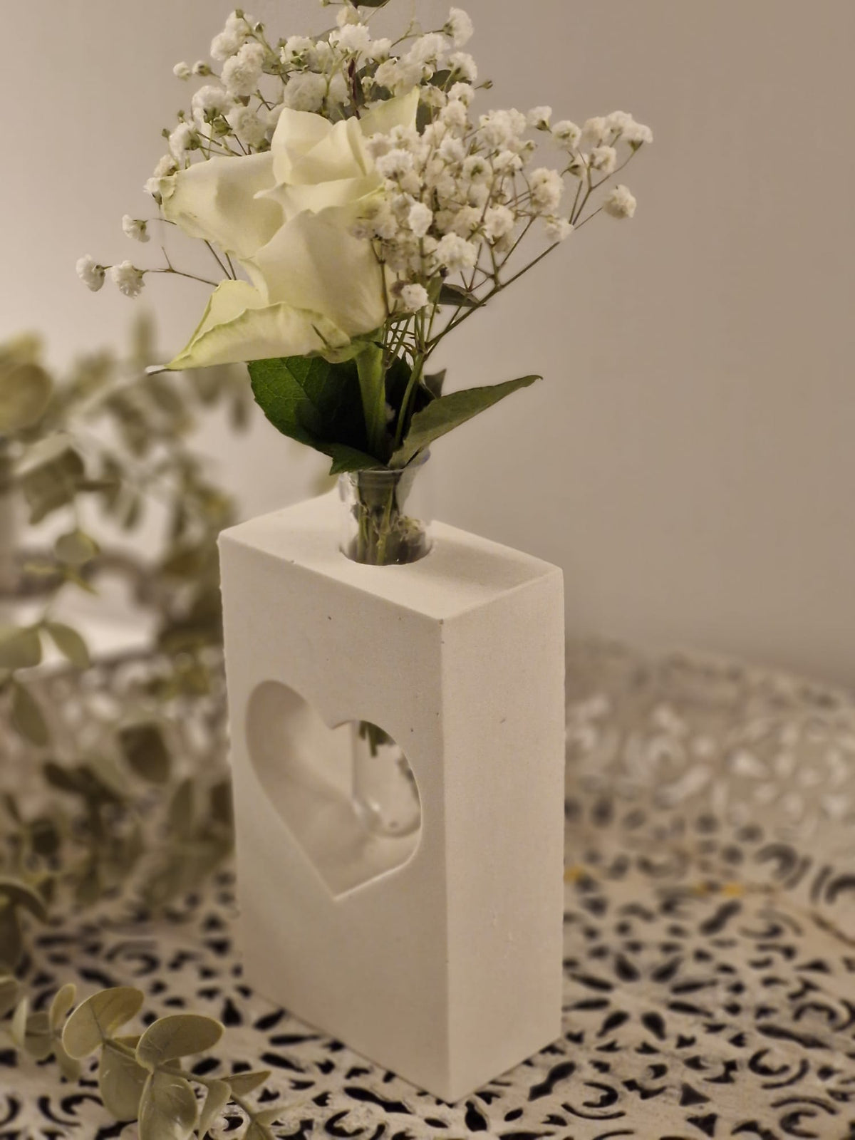 Silikonform Vase mit Herz für Reagenzglas