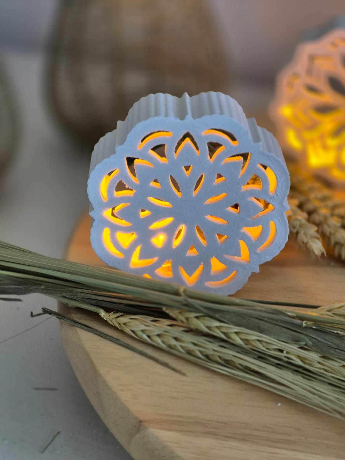 Silikonform Herbstblumen im Mandaladesign für Ballonlicht