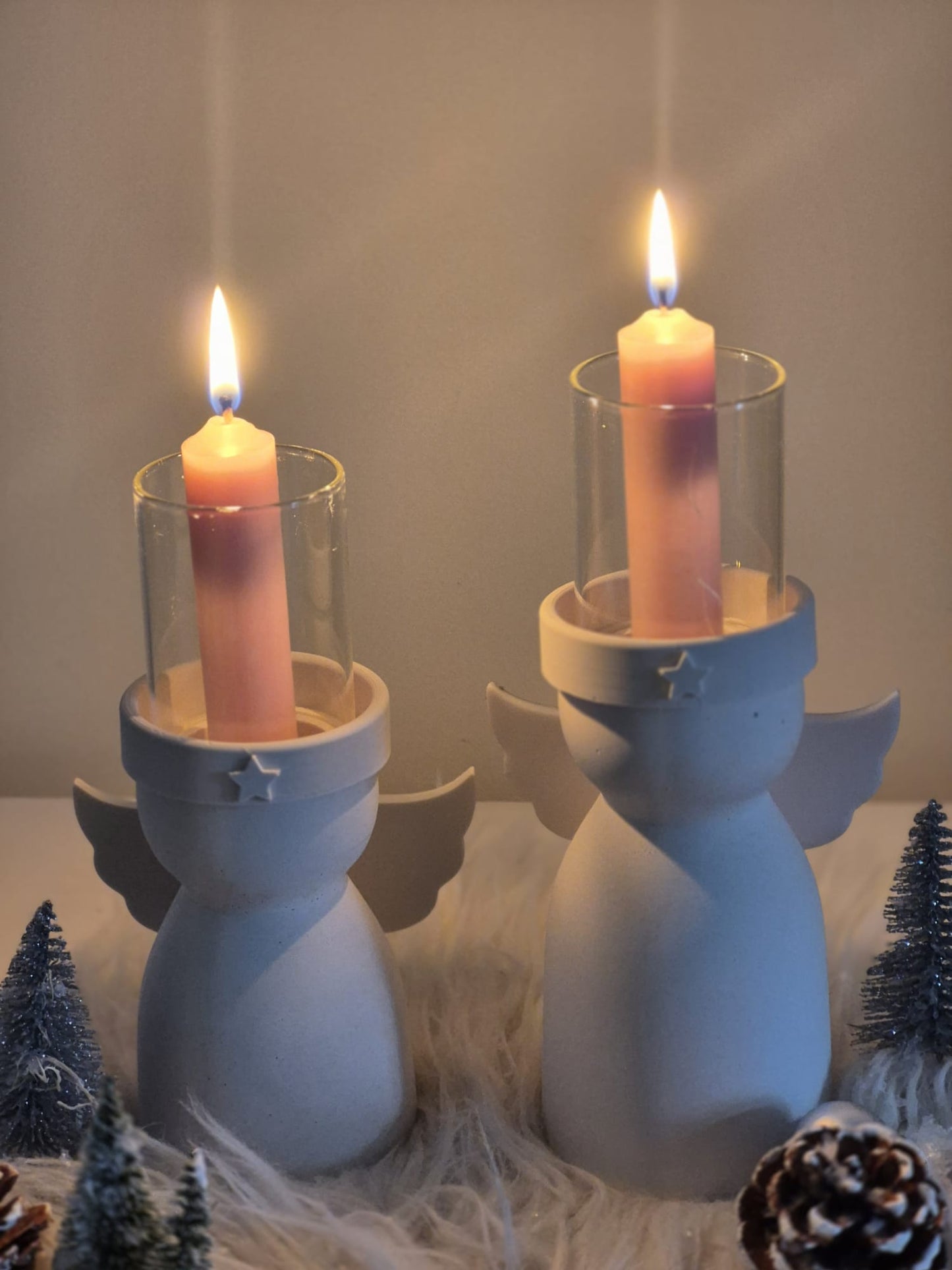 Silikonform Engel Kerzenhalter für Stab- und Teelichter mit Windlichtglasfunktion