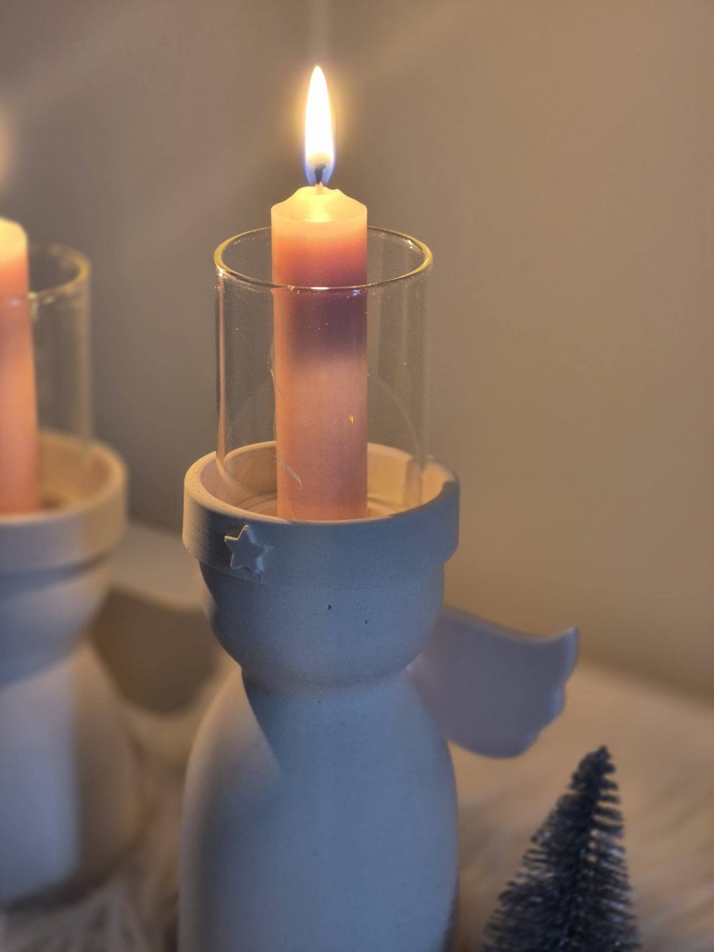 Silikonform Engel Kerzenhalter für Stab- und Teelichter mit Windlichtglasfunktion