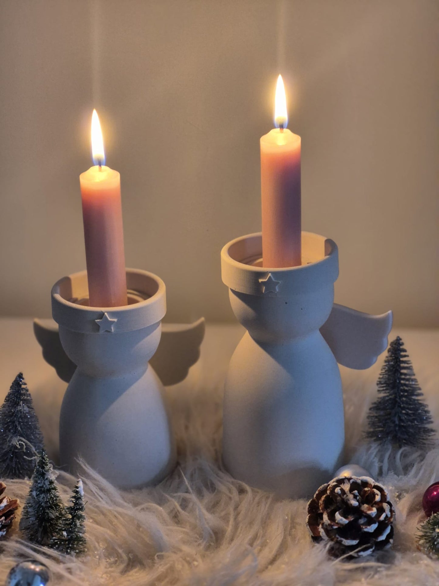 Silikonform Engel Kerzenhalter für Stab- und Teelichter mit Windlichtglasfunktion