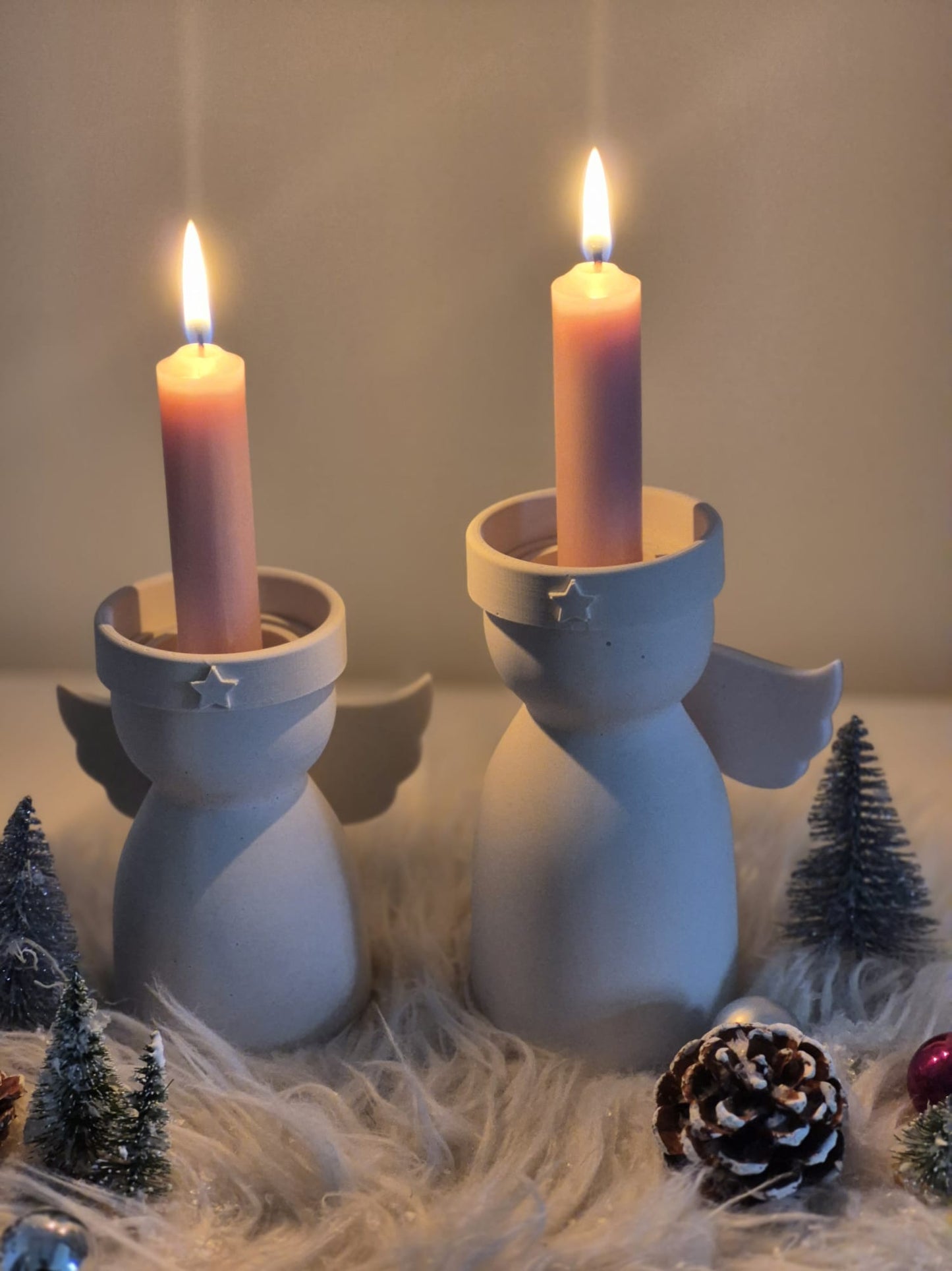 Silikonform Engel Kerzenhalter für Stab- und Teelichter mit Windlichtglasfunktion