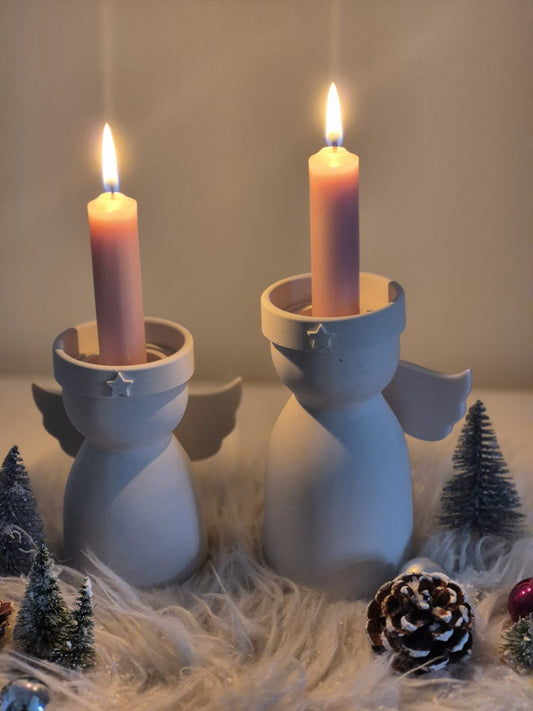 Silikonform Engel Kerzenhalter für Stab- und Teelichter mit Windlichtglasfunktion