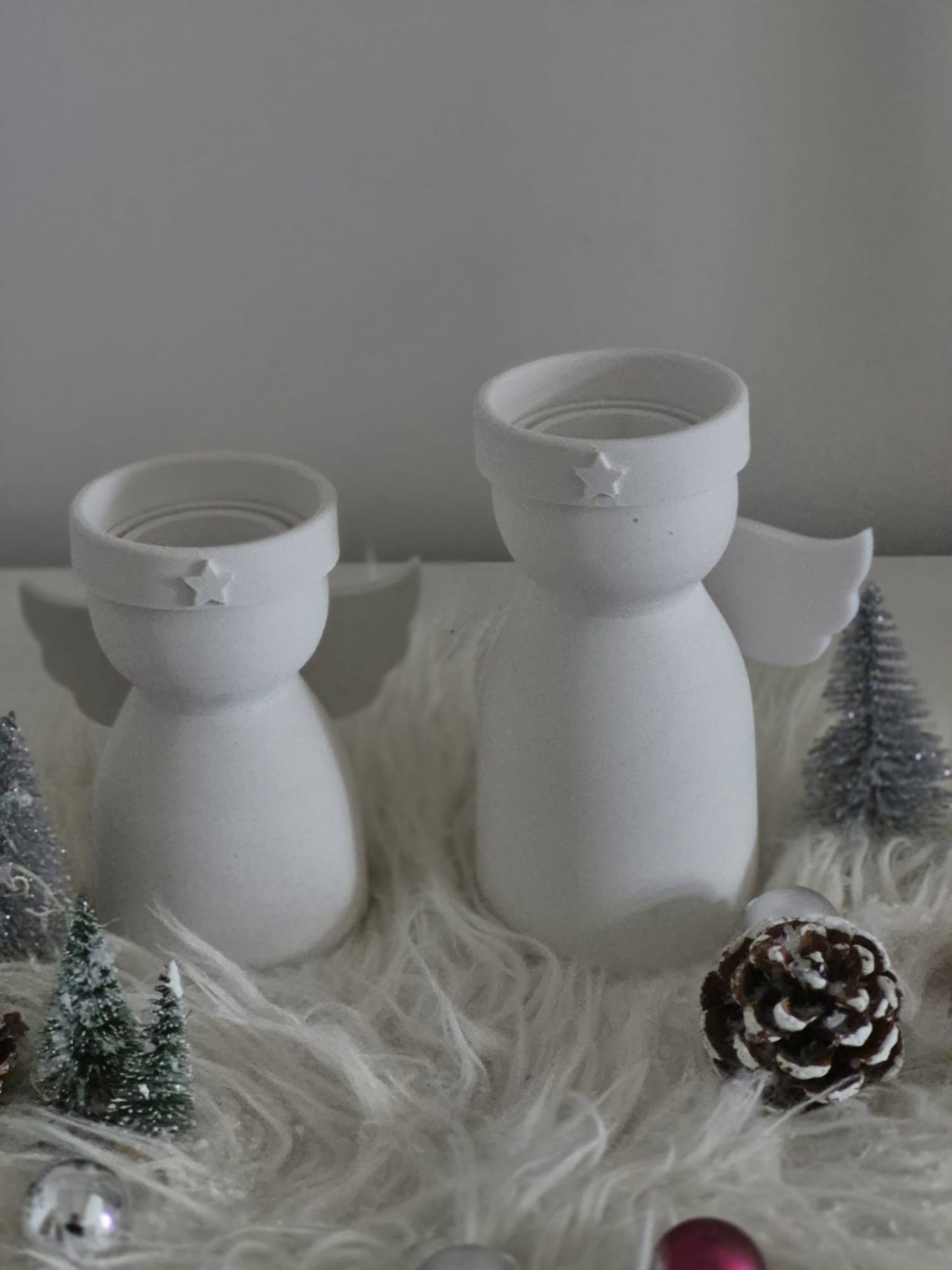 Silikonform Engel Kerzenhalter für Stab- und Teelichter mit Windlichtglasfunktion