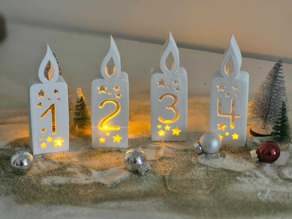 Große Adventskerzen für Ballonlicht - Silikonform 4er Set