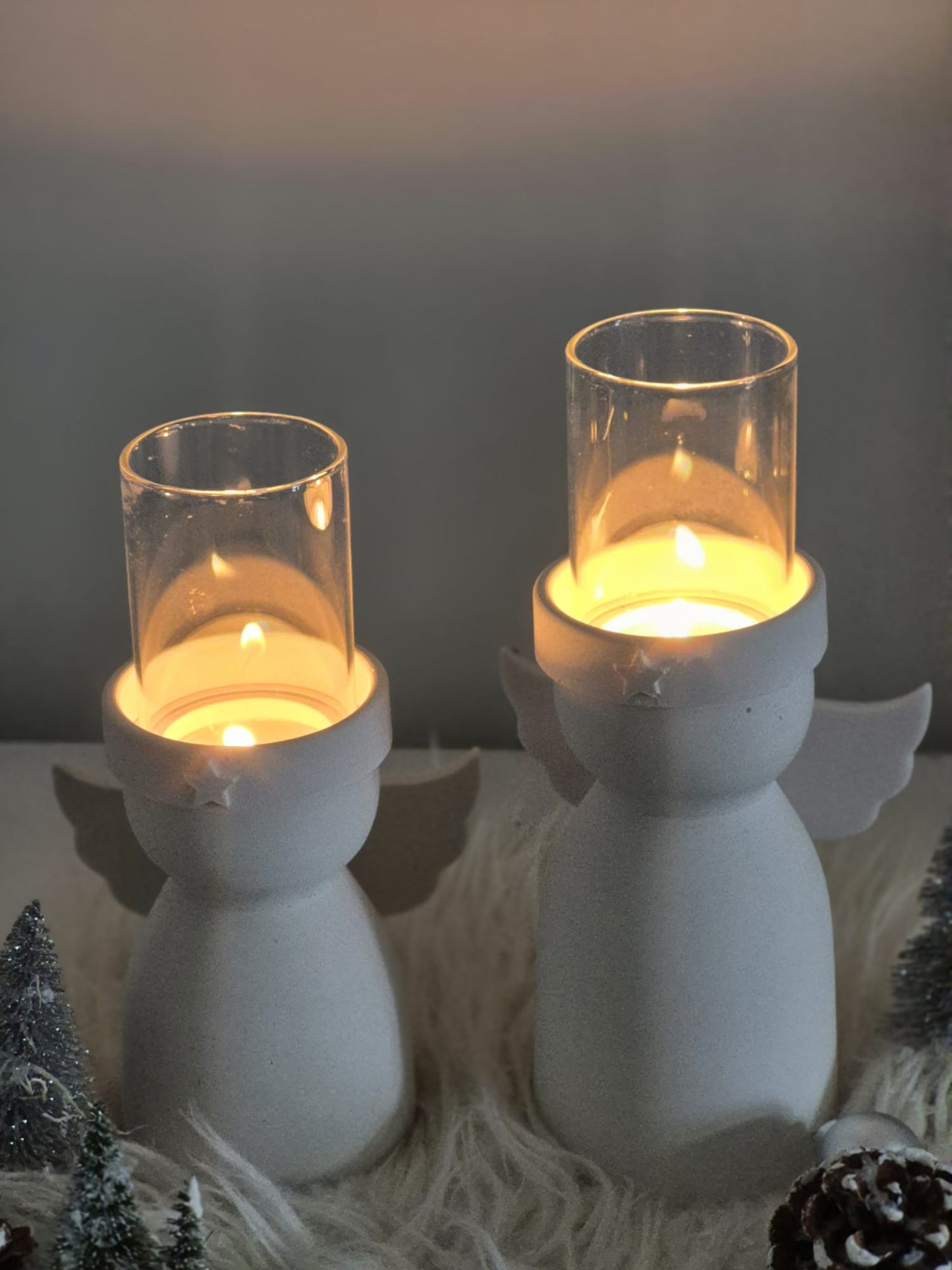 Silikonform Engel Kerzenhalter für Stab- und Teelichter mit Windlichtglasfunktion